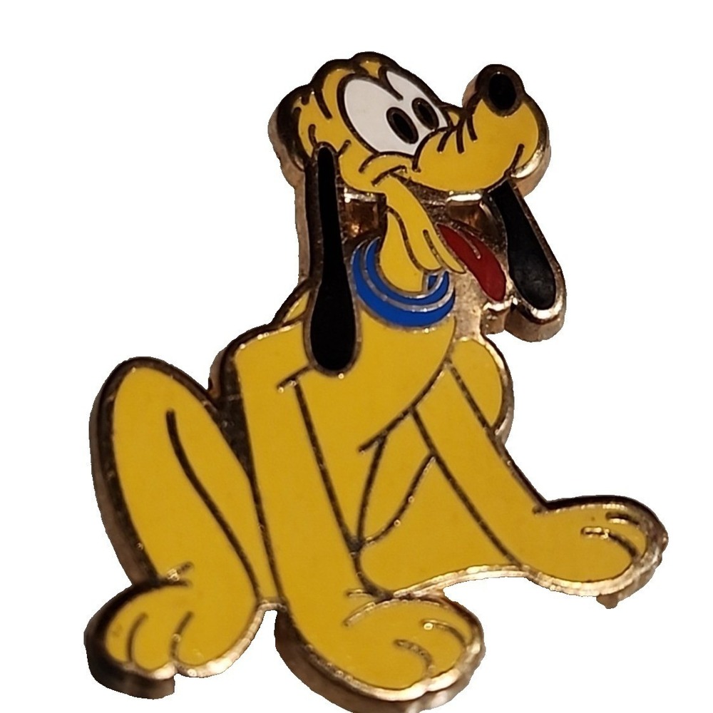 Disney Parks Official Pin Trading 2008 Pluto Sitting with Blue Collar Enamel Pin